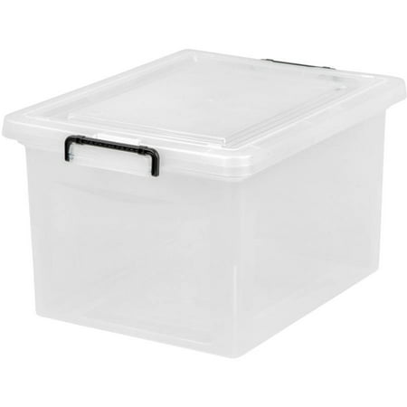 IRIS Letter and Legal Size Hanging File Storage Box with Buckles, Clear Set of