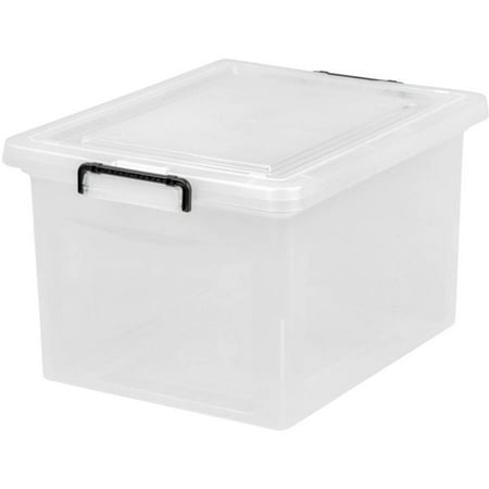 IRIS Letter and Legal Size Hanging File Storage Box with Buckles, Clear Set of 6
