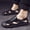 Beige, variant on Men Black Hand Stitched Two-Wear Closed Toe Leather Sandals Hollow Cutout Adjustable Rear Strap Serrated Block Anti-Slip Outsole Outdoor Casual Driving Slippers