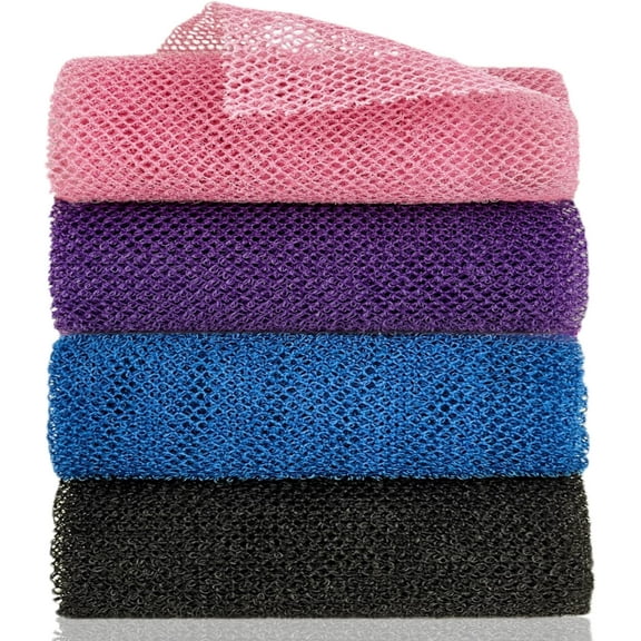 NUPROZ African Exfoliating Net Long Scrubber, Green (Pack of 3)