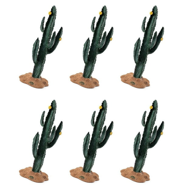 6X SimulacióN Planta Verde Cactus ÁRbol Baobab Arbusto Modelo DIY Accesorios de Escena para NiñOs Juguetes Cognitivos PequeñA Flor Amarilla Cactus