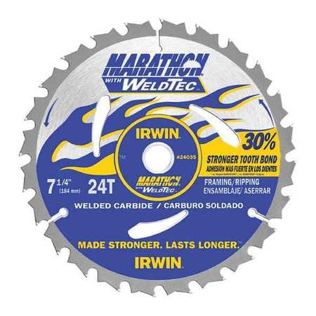 IRWIN 24035 7-1/4u0022 Circular Saw Blade,Steel,PK10