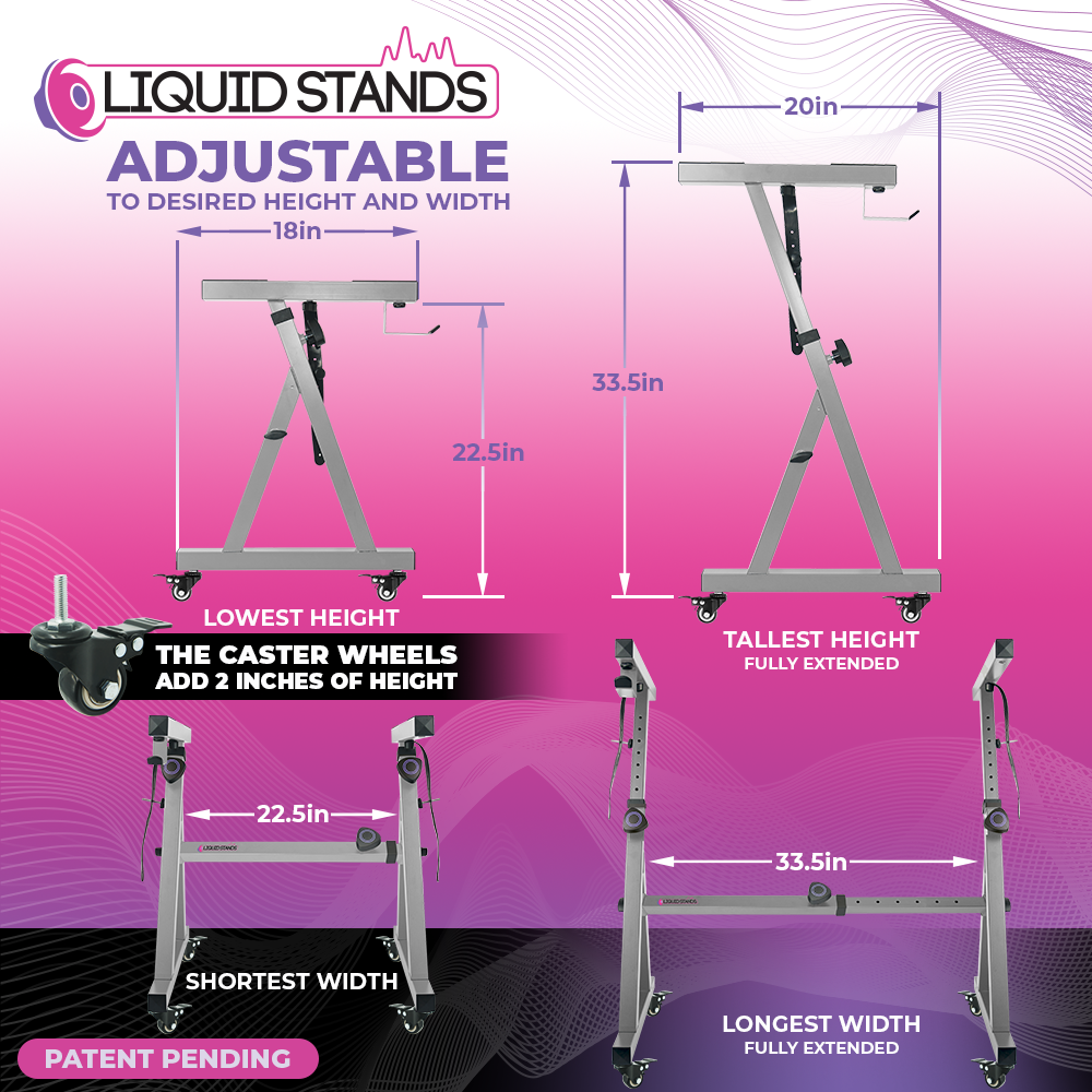 Liquid Stands Piano Keyboard Stand W/ Wheels - Z Style Adjustable Metal Stand for 54-88 Key - Chrome
