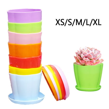Yirtree Plastic Plant Pots Seedling Nursery Pots with Saucers and drain hole Succulent Planter Container for Garden Room Office Balcony Decor Multicolor