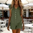 thumbnail image 2 of Purcolt One Piece Jumpsuits for Women Cotton Linen Button Sleeveless Shorts Rompers Loose Fit Overalls Beach Vacation with Pockets, 2 of 7