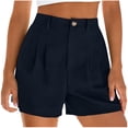 thumbnail image 2 of Xdegege Women's Pleated Shorts High Waist Button Fly Cotton Linen Summer Beach Trousers Casual Loose Fit Comfortable Breathable Fashion Vacation Hot Pants, 2 of 6