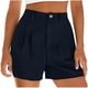 thumbnail image 1 of Pantalones Cortos de Ajuste Suelto para Mujeres Moda Casual Alta Cintura de Lino Mezcla Pantalones Cortos con Bolsillos, Poliéster Suave Recto Sólido Fondo de Verano para Diario, 1 of 6