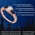 thumbnail image 2 of Gem Stone King 2.32 Ct Oval White Created Sapphire Blue Sapphire 18K Rose Gold Plated Silver Ring (Size 5), 2 of 6