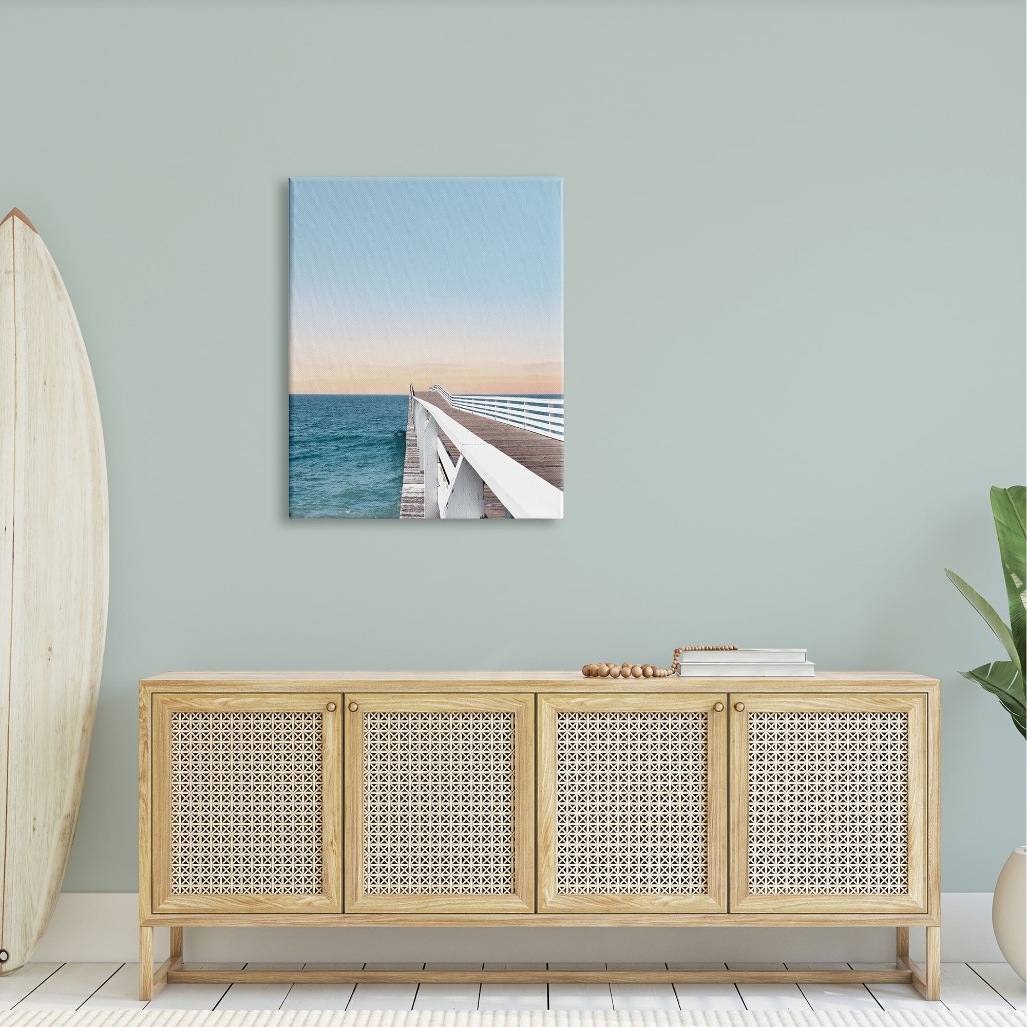 Stupell Industries Beautiful Boardwalk Dock Clear Sky Ocean Breeze Photography Gallery-Wrapped Canvas Print Wall Art, 30x40, by Natalie Carpentieri