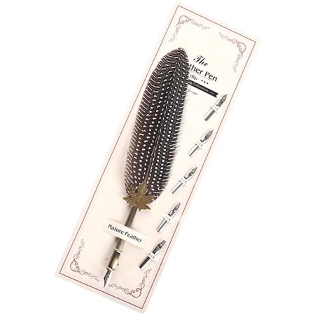 Pens Vintage Feather Metal Pen Nibbed Dip Writing Ink Quill Pens Set ...