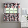 thumbnail image 2 of Red and Black Honeycomb Grid 3-Piece Kitchen Curtains Set Kitchen Curtains Sets with Valance for Windows Rod Pocket Machine Washable Kitchen Decor(54"x18"+2x27.5"x24"), 2 of 6