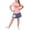 Pink, variant on Cethrio Girls Summer Outfit Sets, Short Sleeve 2 Piece Graphic T Shirts with Skirts Pink Size 7-8 T