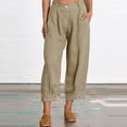 thumbnail image 2 of OSOLU Women Casual Pants Fashion Solid Color Ankle Length Casual Pants Trousers Everyday Comfort Versatile Active Athletic Casual Bottoms, 2 of 8