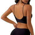 thumbnail image 4 of WTOBBY Seamless Y-Back Sports Bra for Women: Padded Low Impact Support, Sexy Thin Strap Design for Yoga & Fitness, Flattering Lift and Comfortable Wirefree Coverage,Black L, 4 of 4