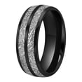 thumbnail image 2 of Wedding Ring Men Women. 8mm Black Tungsten Wedding Band Double Meteorite, 2 of 3