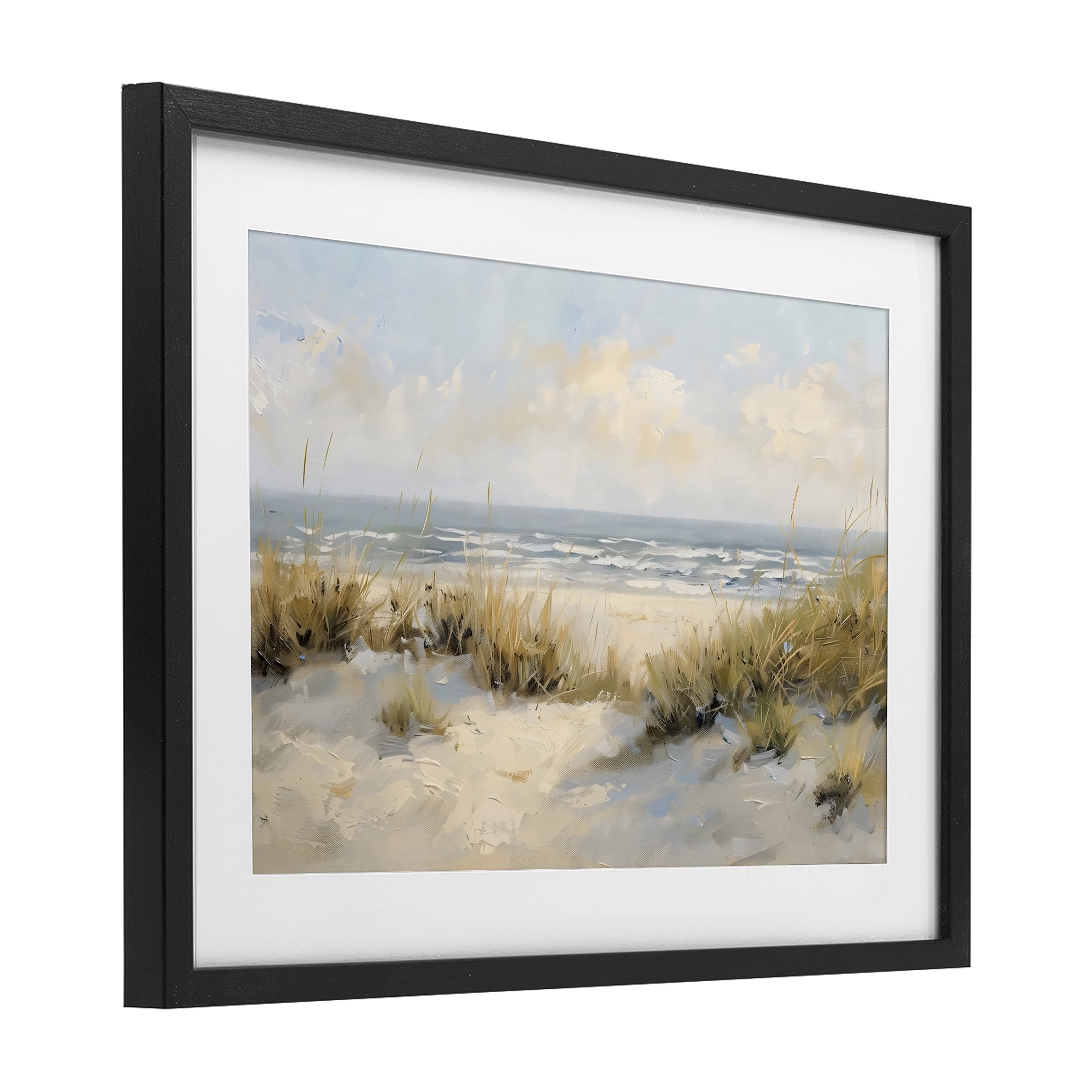 Stupell Industries Coastal Birds Over Dunes Black Framed Print Under Glass, design by Creative Studio