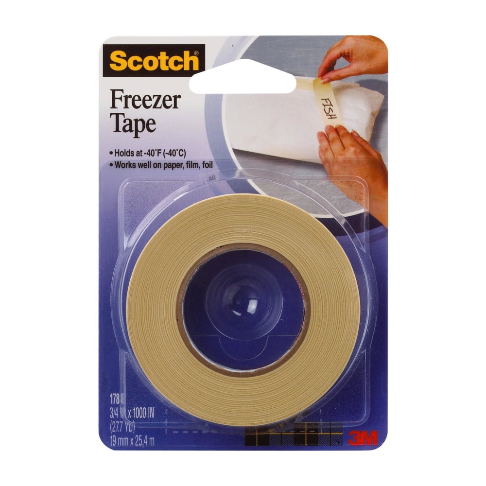 3M Scotch 178 Freezer Tape Adhesive Tight Moisture Resistant Seal, 3/4 Inches Width x 1000 Inches Length Beige, 3-Pack