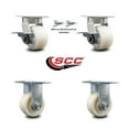 thumbnail image 2 of 4 Inch Kingpinless Nylon Wheel Caster Set 2 Brakes and Swivel Locks 2 Rigid SCC, 2 of 2