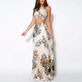 thumbnail image 1 of Femmes Été Longue Robe Maxi Croiser Dos Nu Boho Licol Floral Print Parti Robes de Plage, 1 of 9