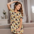 thumbnail image 3 of Easygdp Thanksgiving Camisón de manga corta para mujer, informal, estampado, 3 of 6