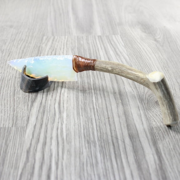 Deer Antler Handle Opalite Blade Ornamental Knife #2153 Mountain Man Knife