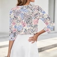 thumbnail image 7 of Women's Cropped Jackets 3/4 Sleeve Crew Neck Open Front Cardigan Summer Lightweight Trendy Casual Outwear (L, Beige), 7 of 7