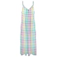 thumbnail image 6 of Rainbow Plaid Sleeveless Suspender Dress Summer Fashion Casual Long Dress, 6 of 9