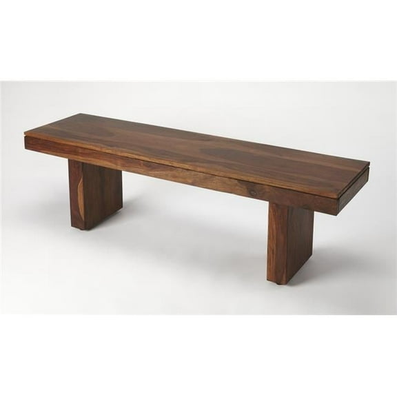 57 x 16 x 18 in. Dark Brown Modern Chunky Solid Wood Bench