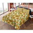 thumbnail image 4 of Ambesonne Vintage Fitted & Top Sheet Set with Shams, Funky Style Sunflower, Green Yellow, 4 of 5