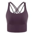 thumbnail image 5 of AGONVIN Women's Strappy Longline Yoga Sports Bra Padded Wireless Crop Top Cami Tank Top Fig Purple X-Large, 5 of 7