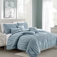 thumbnail image 1 of HGmart Solid Print Polyester Comforter Set, King, Blue, 7-Pieces, 1 of 5