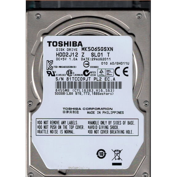 Toshiba MK5065GSXN 500GB HDD2J12 Z SL01 T PHILIPPINES