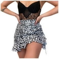 thumbnail image 2 of Fesfesfes Women Skirt Leopard Printing Pleated Skirt Drawstring A-line Mini Skirt, 2 of 9