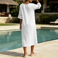 thumbnail image 5 of YuXingFu Dresses for Women Wedding Guest Maxi V-Neck Plus Size Womens Dress Short Sleeve for 2026 Long Casual Summer White S, 5 of 8