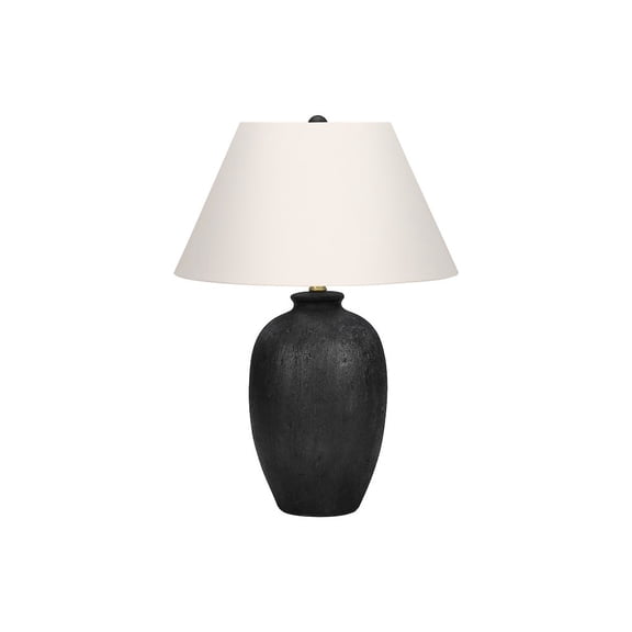 24" Black Ceramic Round Table Lamp With Ivory Empire Shade