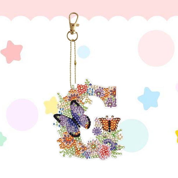 Cuadros Decorativos DIY Diamond Art Keyrings Llavero de forma especial Suministros Carta de regalo para niños Wdftyju de costura negro 4 estilos