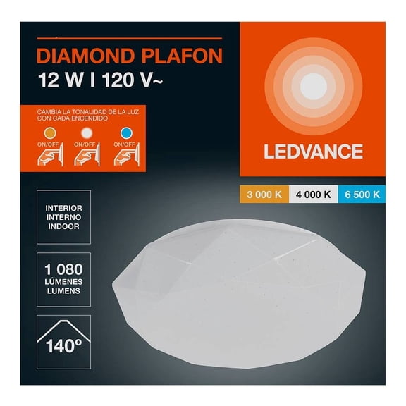 Lámpara Ledvance Plafón LED Diamond 12w Multicolor Change by switch