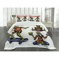 thumbnail image 3 of Ambesonne Zombie Quilted Bedspread Set 3 Pcs, Man Eating Brain, King Size, Olive Green Red Dust, 3 of 5