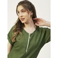 thumbnail image 5 of Moomaya Solid Womens Front Zip-Up Designer Top, Round Neck Casual Smart Top, 5 of 8