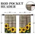 thumbnail image 2 of Sunflower Kitchen Curtains 36 Inch Length Farmhouse Window Curtains Over Sink Set of 2, Wooden Board Flower Summer Short Tier Curtain for Kitchen, Vintage Small Kitchen Decor 26x36 Inch, 2 of 6