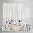 thumbnail image 4 of Spring Floral Long Shower Curtain Set, Waterproof Shower Curtains for Bathroom, Watercolor Summer Botanical Flowers Washable Fabric Cloth Bath Curtain for Bathtub Decoration with Hooks 72x84 Inches, 4 of 9