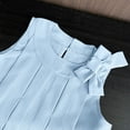 thumbnail image 4 of THDHVS Girls Summer Outfits,Casual Short Sets for Kids,Solid Color Bow Pleated Sleeveless Clothes Shorts Two-piece Set Summer Girl's Clothing Light Blue 2-3 Years, 4 of 6