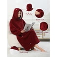 thumbnail image 2 of AMITOFO Wearable Blanket, Oversized Sherpa Blanket Hoodie with Giant Pocket and Sleeve for Adults Women Men, Soft Comfy Warm Fleece Sweatshirt Winter Gift (Burgundy), 2 of 6