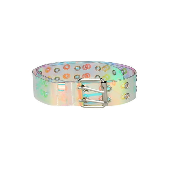 Cinturones de Cintura Transparentes Clear Waist Belts para Mujeres INSPIRE CHIC, Cinturón de Hebilla de Pin Grommet de Talla Grande para Jeans, Vestidos y Pantalones Cortos 22.83-39.37" Colorido