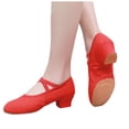 thumbnail image 2 of Xfvqtps Womens Latin Dance Shoes Low Heel Cross Elastic Straps Close Toe Ballroom Salsa Canvas Dance Shoes Red, 2 of 6