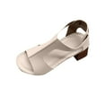 thumbnail image 2 of Viluyesy Women's Block Heels Sandals, Comforable Peep Open Soft Sole Summer 2025 Fashion Shoes Beige 6.5, 2 of 9