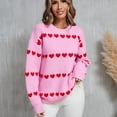 thumbnail image 2 of SWSMCLT Women's Long Sleeve Pullover Sweater Knitted Winter Spring Knitwear Holiday Crew Neck Pullover Sweaters Pink Medium, 2 of 2