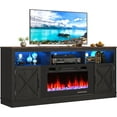 thumbnail image 6 of Fireplace TV Stand for 70/75/80 Inch TV with 36" Electric Fireplace, 70" Farmhouse Entertainment Center with LED Lights, Tall Media Console with Barn Door for Living Room, Bedroom, 6 of 6