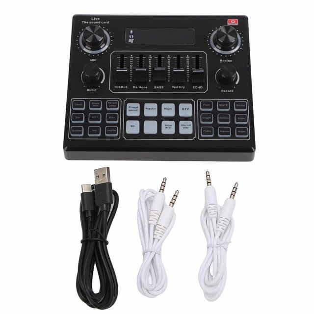 Oubit Audio Mixer,V9 Bluetooth Sound Card Sound Mixer Stereo Audio Mixer Remarkable Clarity