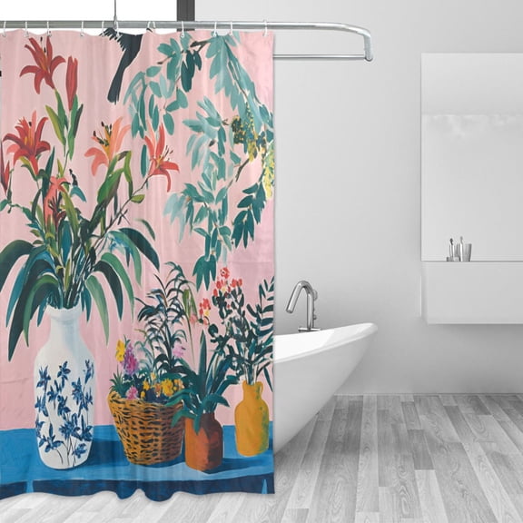 Yayeee Shower Curtain with Hooks 72"x72" Waterproof Fabric Bathroom Hanging Decor, Vibrant Flowers